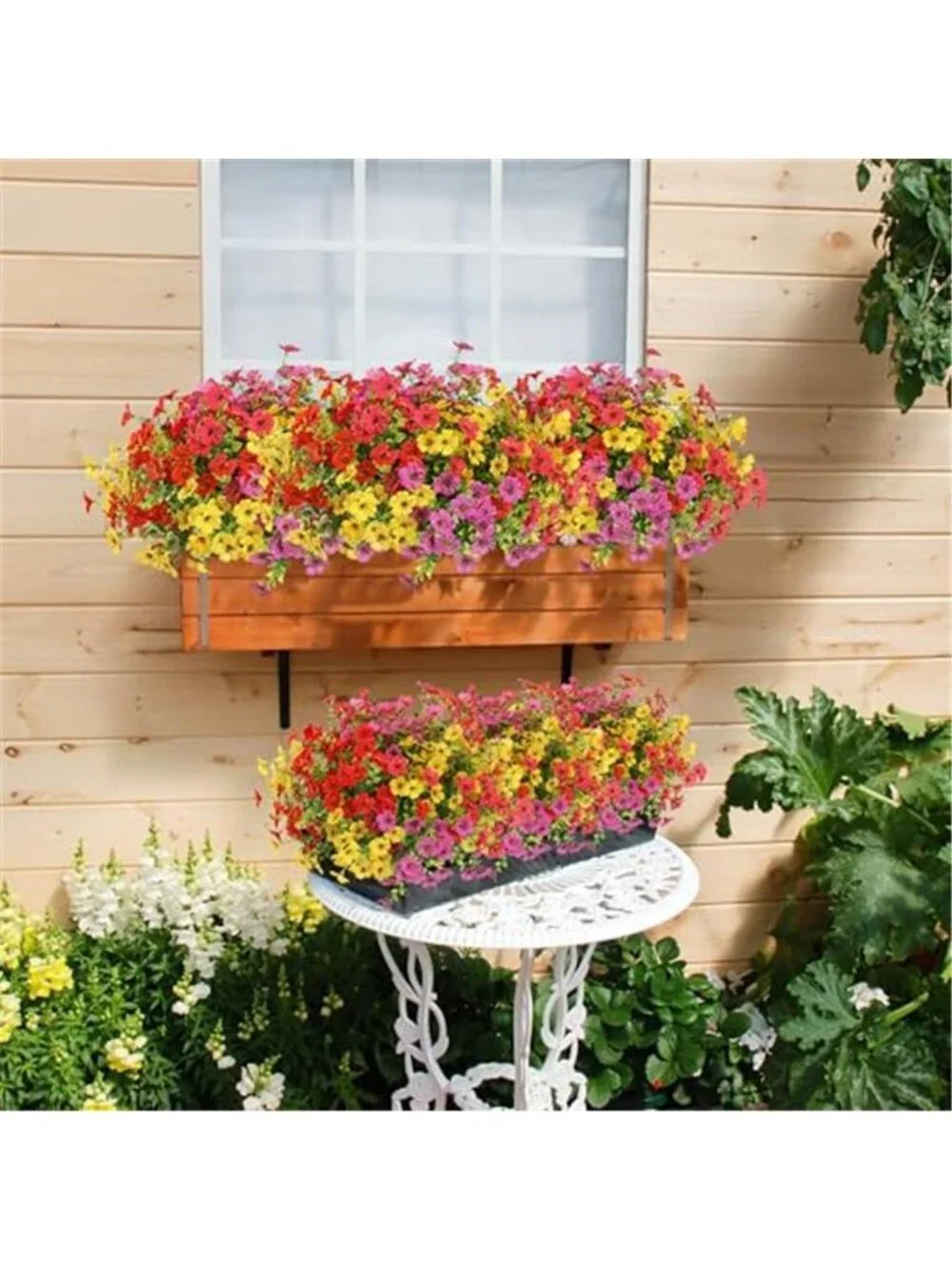 12 Bundle Faux Silk Daisy Eucalyptus UV Resistant Outdoor Fake Flowers Decor